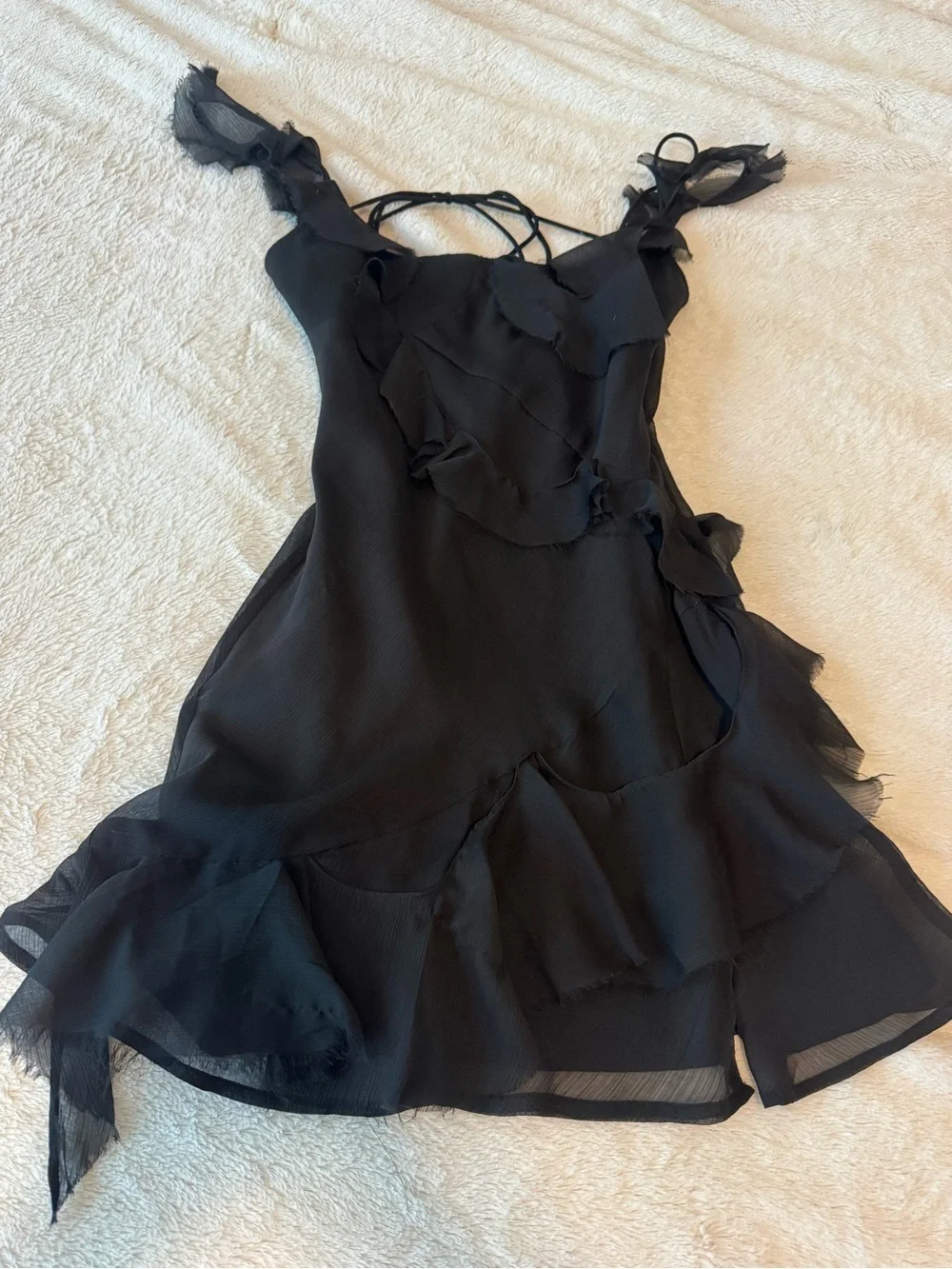 ASOS Black Ruffle Mini Dress - Picture 4 of 7